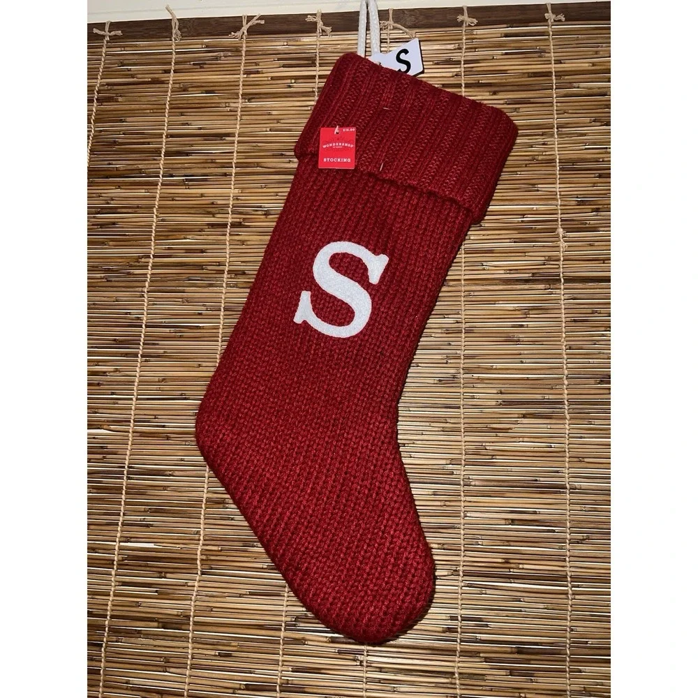Wondershop Christmas Red Knit Stocking With‎ Letter S